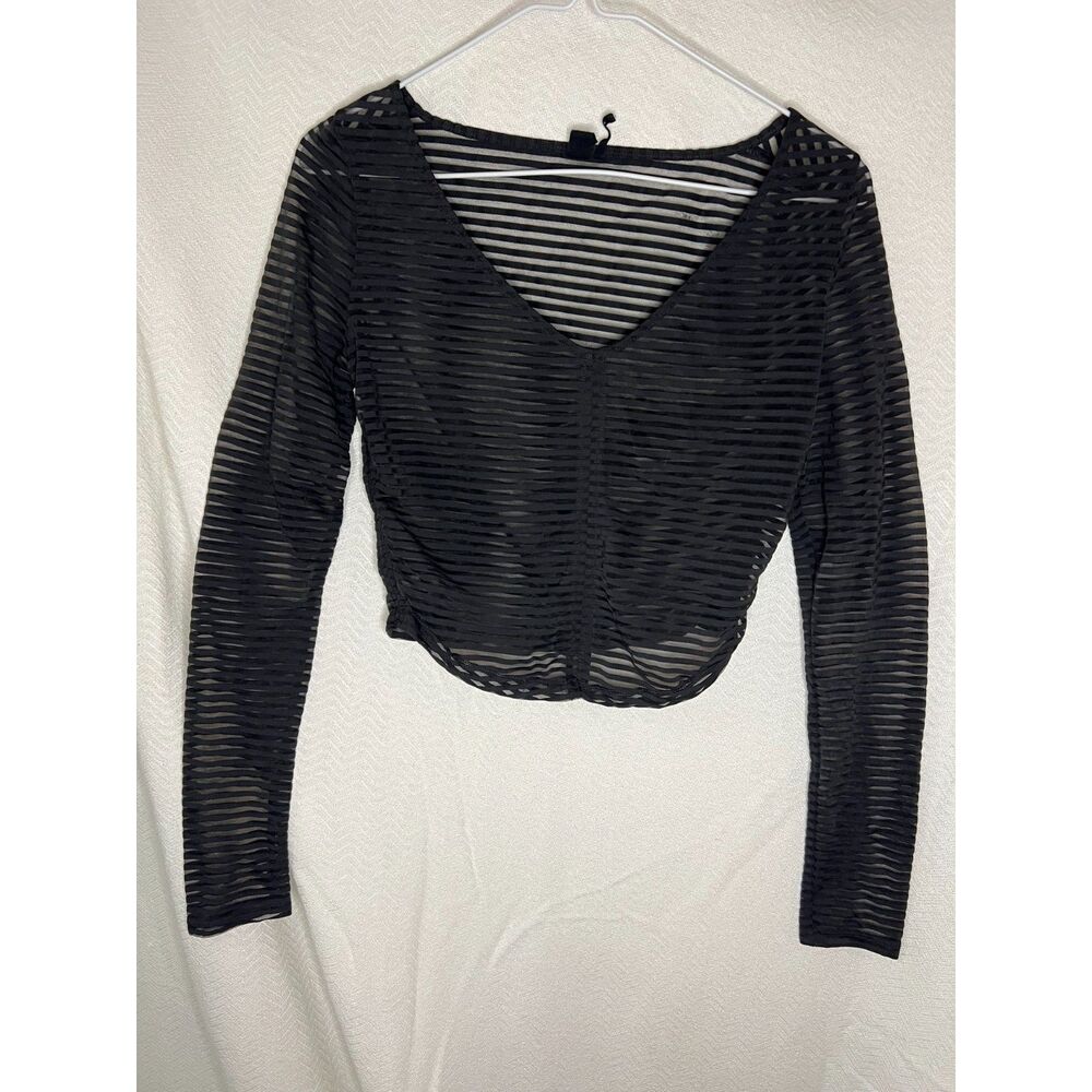 Out From Under, sheer mesh long sleve crop M